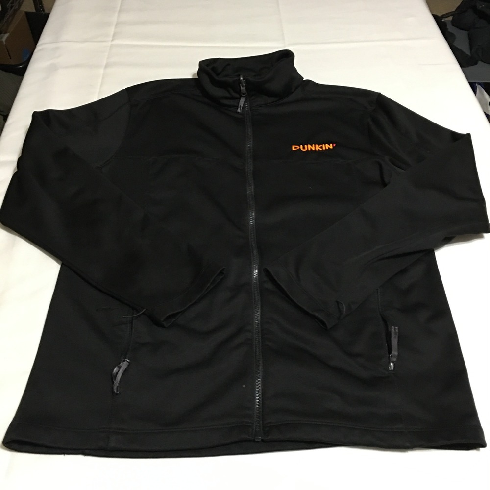 Dunkin Donuts Full Zip Jacket Men Large Black Embroidered Softshell Uniform